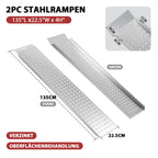 Verladerampe aus verzinktem Stahl für Anhänger, 2er-Set, 135 cm/160 cm