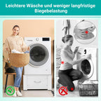 Waschmaschinen Untergestell mit Schublade, 63x54x32 cm, 150 kg Stahlrahmen mit Zugstreben, Antirutschfüßen und Dämpfungspads für Bad und Waschküche