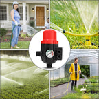 Druckregler, Druckschalter, 10-bar-Manometer mit Kabel, konstanter Wasserdruck, automatisches Ein- und Ausschalten, Trockenlaufschutz, geeignet für Garten und Haushalt, rot