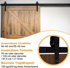 Schwarze Beschläge für Schiebetüren, pfeilförmige Beschläge für Schiebetüren, Schienen für Schiebetüren, geräuscharmer Lauf, erhältlich in den Längen 183 cm, 200 cm und 363 cm (Tür nicht im Lieferumfang enthalten)