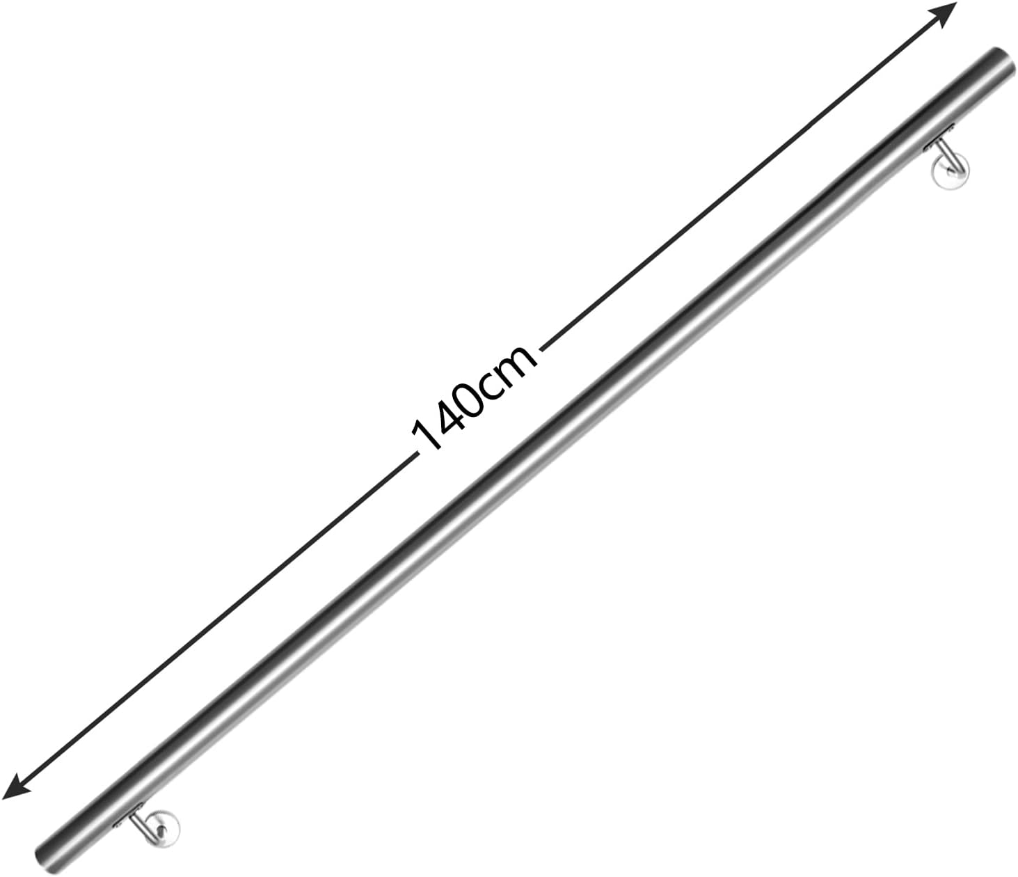 Geländer Treppengeländer, Edelstahl Handlauf, Wandhandlauf Innen & Außen, inkl. Wandhalterung und Endkappen, Rund Ø42mm, Treppe Wandhalter Haltegriff Stange