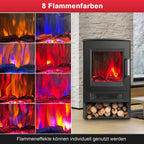 Elektrischer Kamin mit Heizfunktion, LED-Flammen, WLAN-Fernbedienung, Heizgebläse mit Timer, einstellbarem Thermostat, 900 W/1800 W
