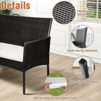 Polyrattan Gartenmöbel Set,4 Personen mit 2er Sofa 2 Stühle Tisch & Sitzkissen wetterfest Sitzgruppe,Schwarz Terrassenmöbel Balkonmöbel Set für Garten Terrasse und Balkon