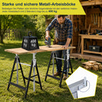 Arbeitsständer, 2er-Set, höhenverstellbar, 7 Stufen (80–130 cm), Gerüstständer, Tragkraft 400 kg pro Paar, klappbare Ständer für Haushalt, Werkstatt und Garten, schwarz
