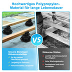 30–60 mm hohe Stützfüße, höhenverstellbar, verstellbare Stützfüße, plattenförmige Stützfüße – geeignet für Holz-, WPC- und Steinuntergründe von Terrassenfliesen