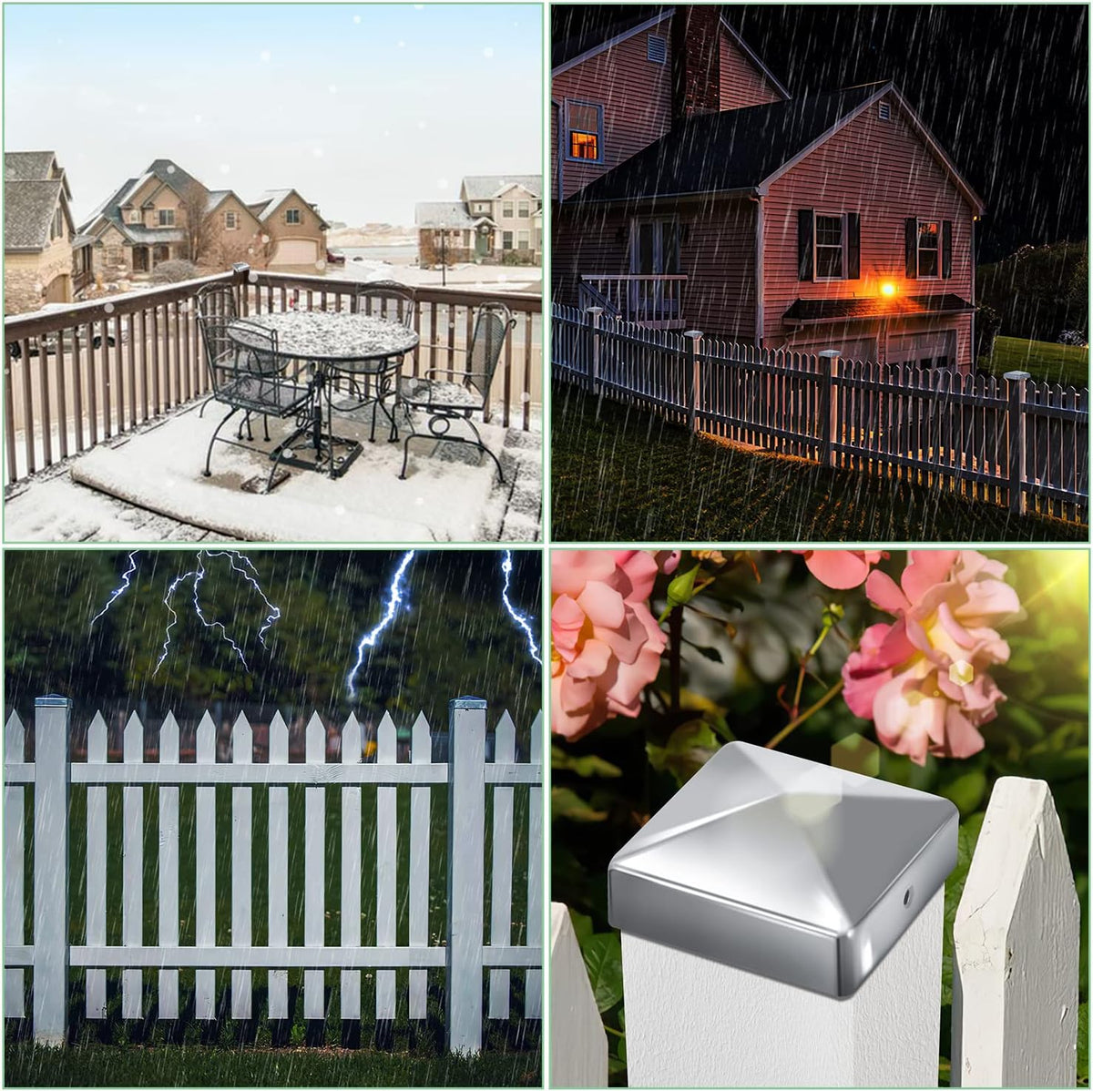 10 Pfostenkappen 91x91mm Zaunpfosten Metall Zaunpfosten verzinkt Pyramiden Form Pfostenabdeckung Zaunpfosten Kappen für Holzpfosten Abdeckkappen für Zaunpfosten mit Schrauben Schwarz/Silber