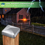 10 Pfostenkappen 91x91mm Zaunpfosten Metall Zaunpfosten verzinkt Pyramiden Form Pfostenabdeckung Zaunpfosten Kappen für Holzpfosten Abdeckkappen für Zaunpfosten mit Schrauben Schwarz/Silber