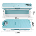 Faltbare Badewanne für Erwachsene, Klappbadewanne mit Abdeckung, Ablagekorb und Doppelablauf, platzsparende mobile Badewanne für Bad Dusche Balkon, Blau