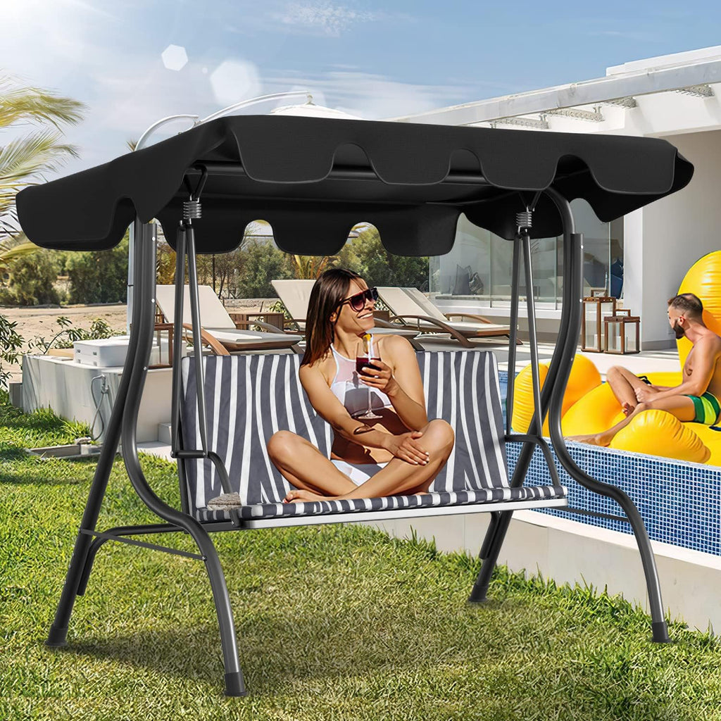Ersatzdach für Gartenschaukel, Sonnendach für Schaukel, Vordach zur Einfachen Montage, Dachplane für Hollywoodschaukel, 600D Oxford-Stoff zum UV-Schutz, wasserdicht, 210 x 145 cm