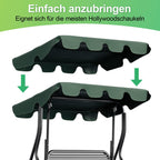 Ersatzdach für Gartenschaukel, Sonnendach für Schaukel, Vordach zur Einfachen Montage, Dachplane für Hollywoodschaukel, 600D Oxford-Stoff zum UV-Schutz, wasserdicht, 210 x 145 cm
