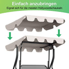 Ersatzdach für Gartenschaukel, Sonnendach für Schaukel, Vordach zur Einfachen Montage, Dachplane für Hollywoodschaukel, 600D Oxford-Stoff zum UV-Schutz, wasserdicht, 210 x 145 cm