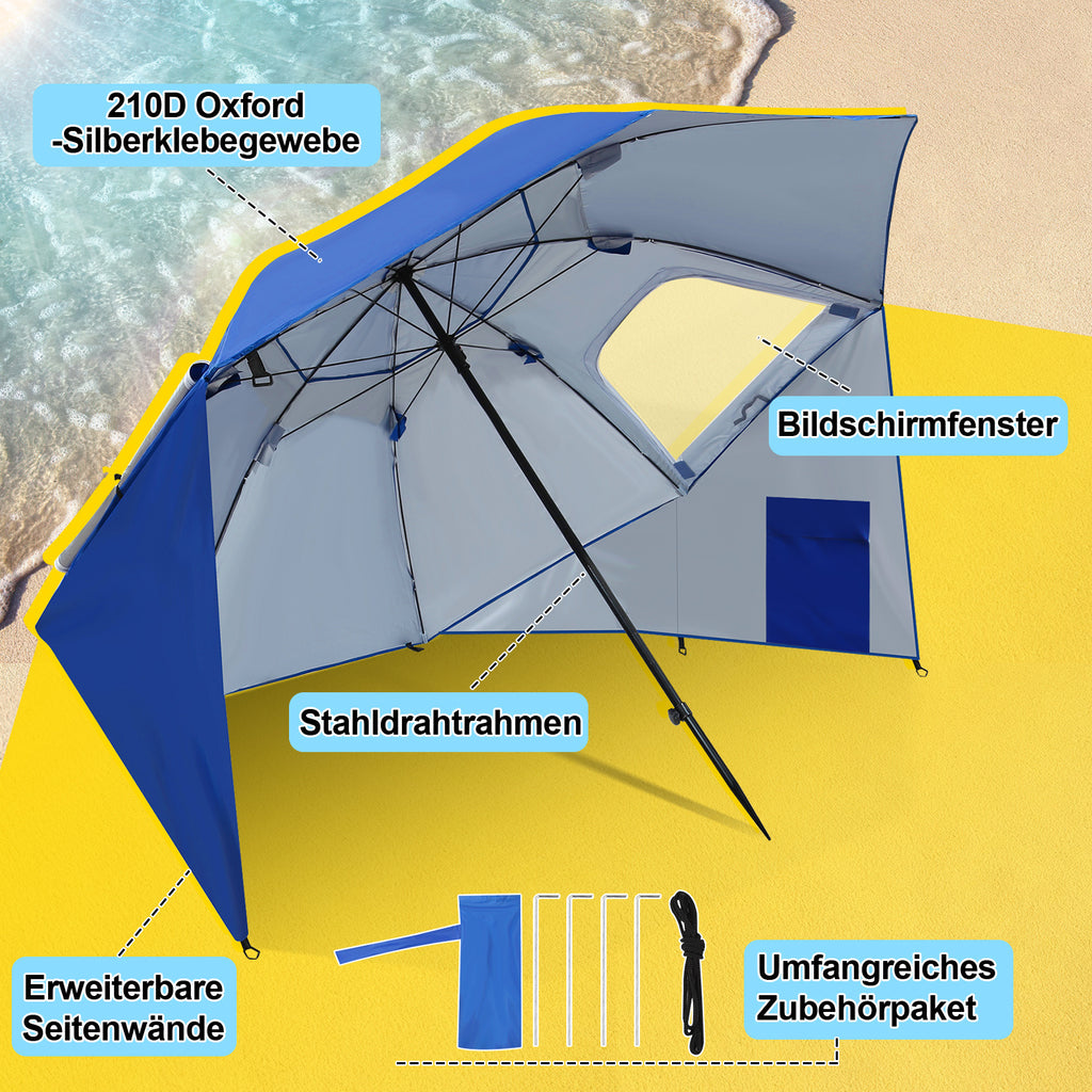 2-in-1-Aluminium-Auslegersonnenschirm – Sonnenschutz, UV-Schutz 50, 210 x 220 cm – Strand-/Garten-Sonnendach – zusammenklappbar, multifunktional, mit Fenster und Tragetasche