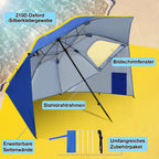 2-in-1-Aluminium-Auslegersonnenschirm – Sonnenschutz, UV-Schutz 50, 210 x 220 cm – Strand-/Garten-Sonnendach – zusammenklappbar, multifunktional, mit Fenster und Tragetasche