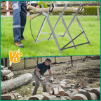 Sägebock, Sägebock aus Holz, Sägehilfsmittel, zusammenklappbar, 3 Stützen, verzinkter Sägebock mit Kettensägenhalterung, Sägebock, maximale Tragkraft 150 kg, geeignet für Sägewerke und Werkstätten