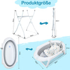 Baby Badewanne mit Ständer 21x48x85CM Badekissen Kinder Faltbare Bad Babywanne Grau
