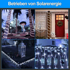 10/20/30 Meter lange Solar-Lichterkette mit 100 LEDs, bunt, für den Außenbereich geeignet – wasserdichtes Design, 8 Leuchtmodi, ideal für Festtagsdekorationen und Partys im Freien, wahlweise in den Farben Regenbogen, Warmweiß und Kaltweiß