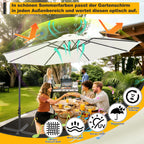 Ausziehbarer Sonnenschirm mit LED-Solarbeleuchtung, Durchmesser 300/350 cm, mit Kurbel, ausziehbarer Sonnenschirm mit Sockel, Gartensonnenschirm, Sonnenschutz, UV-Schutz, handbetätigter Sonnenschirm, Sonnenschirm für Märkte, wasserdicht