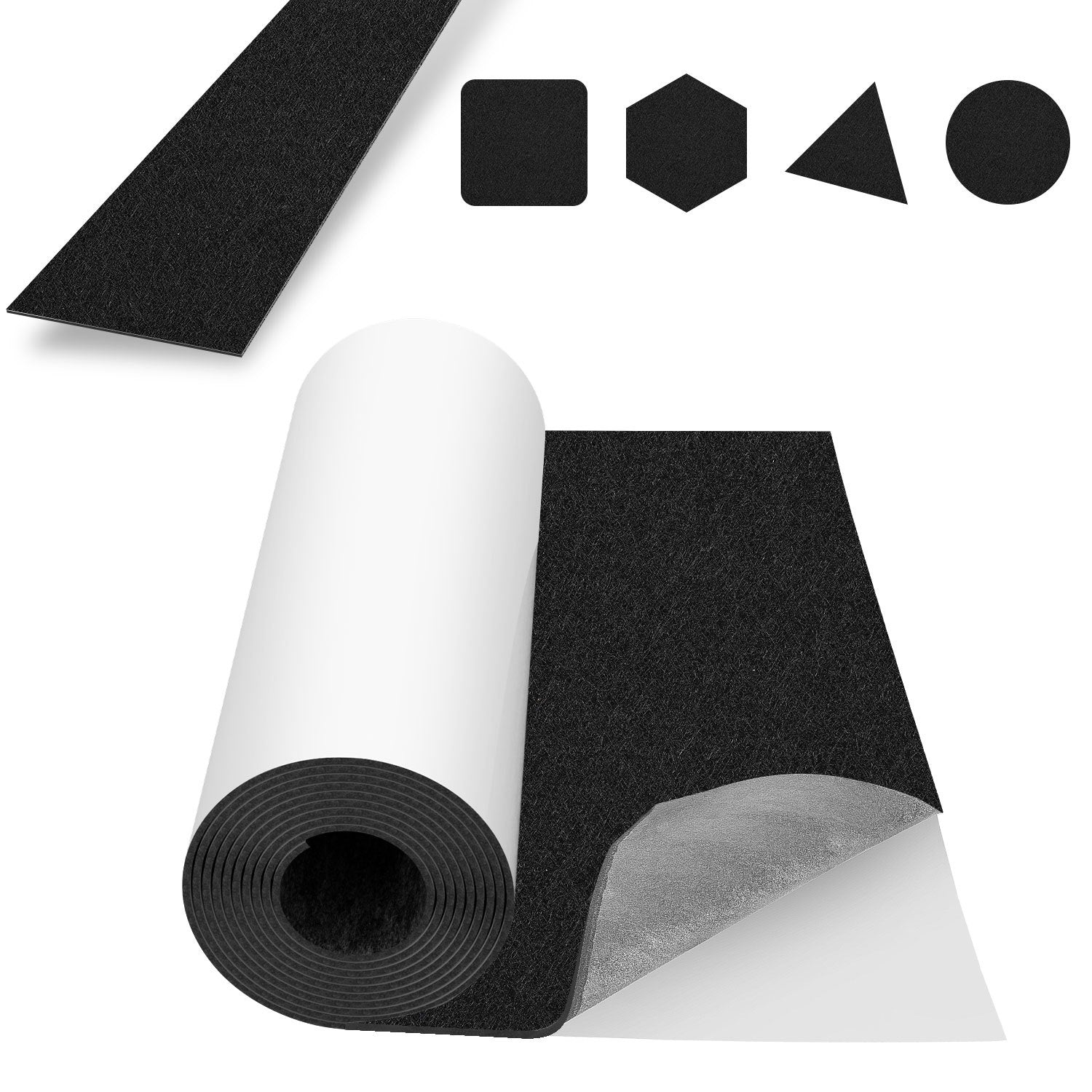 Selbstklebender Filz 50/100 cm × 150 cm, selbstklebender Filz, der meterweise verkauft wird, Dekostoff, Raffia-Filz, lässt sich in beliebige Formen zuschneiden, geeignet als DIY-Kofferraumauskleidung, Stärke 2,5 mm, schwarz