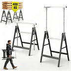 Arbeitsständer, 2er-Set, höhenverstellbar, 7 Stufen (80–130 cm), Gerüstständer, Tragkraft 400 kg pro Paar, klappbare Ständer für Haushalt, Werkstatt und Garten, schwarz