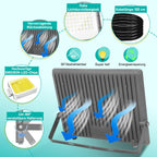 50/100/150/200 W LED Außenstrahler, LED Strahler Außen Innen, 6000K Kaltweiß Außenleuchte Superhell, IP65 Wasserfest, LED Scheinwerfer, LED Flutlicht für Gärten Garage Flur