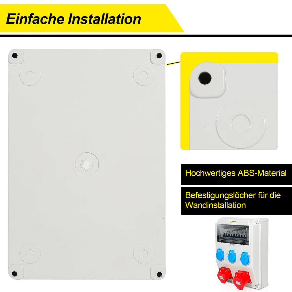 Baustromverteiler, 5 Polig Baustromverteiler mit 3xSchuko-Steckdose und CEE-Steckdose 16/32A Stromverteiler für Innen und Außen