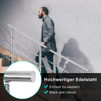 Handlauf Edelstahl 80/100/120/150/160/180 cm, Treppengeländer ohne Querstreben | Rostfrei, Wetterfest, Gebürstet, Winkelverstellbar für Innen & Außen und für Treppen, Balkon & Eingang