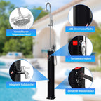 Solardusche 20L Halbe Einzelstab Solar Gartendusche warmes Wasser Bis Zu 60°C Ohne Stromanschluss Pooldusche Camping mit Handbrause und schwenkbarem Regenduschkopf inkl. Schutzhülle