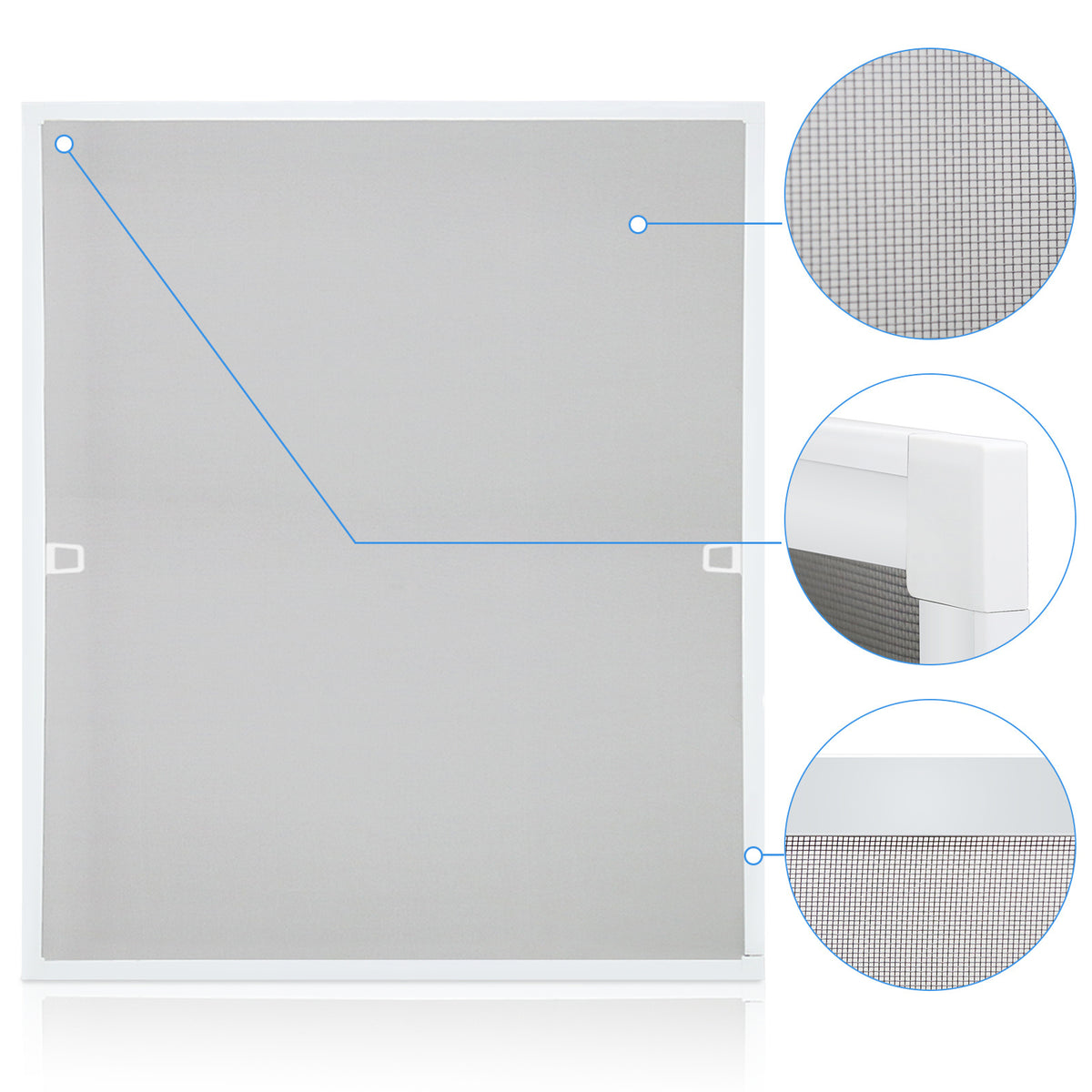 Fliegengitter Fenster Tür Gitter Moskito Aluminium Insektenschutz，120x140CM/100x120CM/80x100CM