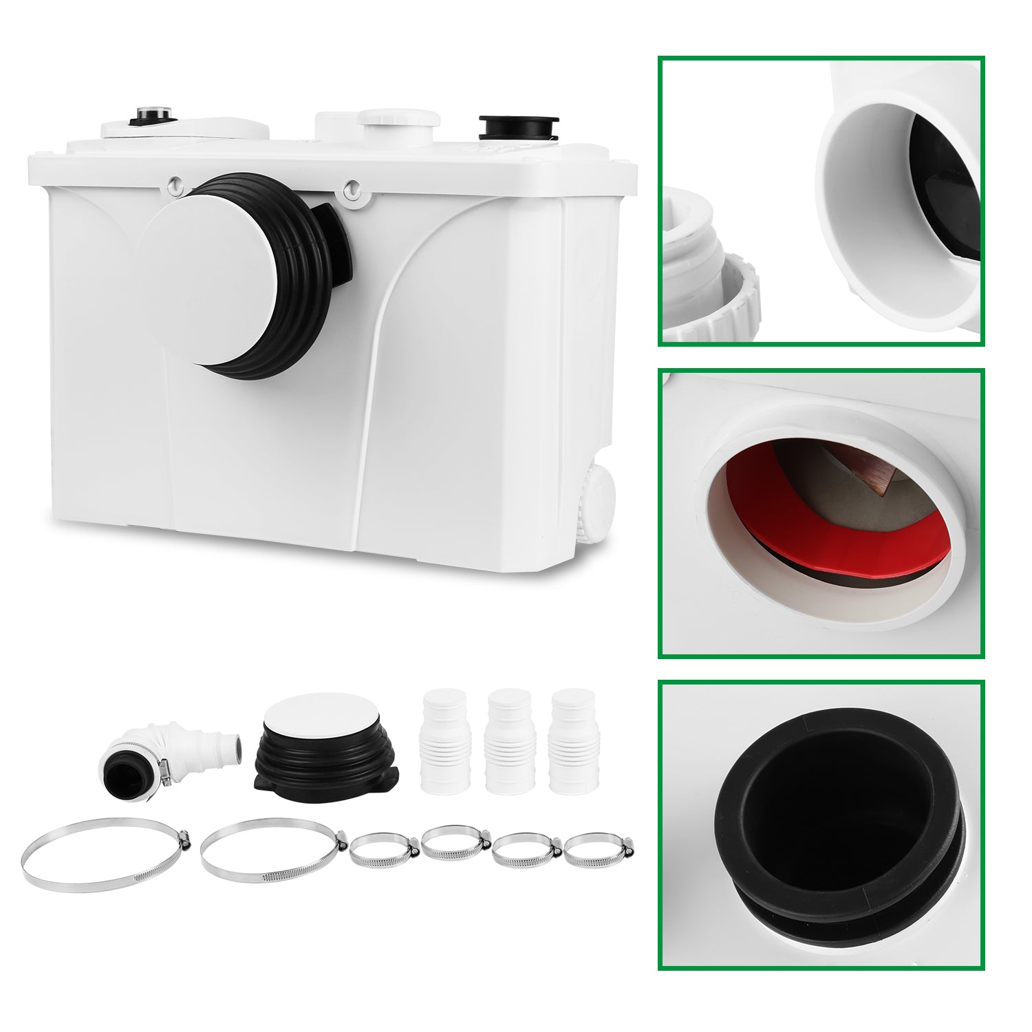 Hebeanlage Schmutzwasserpumpe, 700W Fäkalienpumpe 190L/min Kleinhebeanlage, 4 in 1 Schmutzwasser Abwasser Fäkalien Pumpe für WC Waschmaschine Waschbecken,Sehr Leise