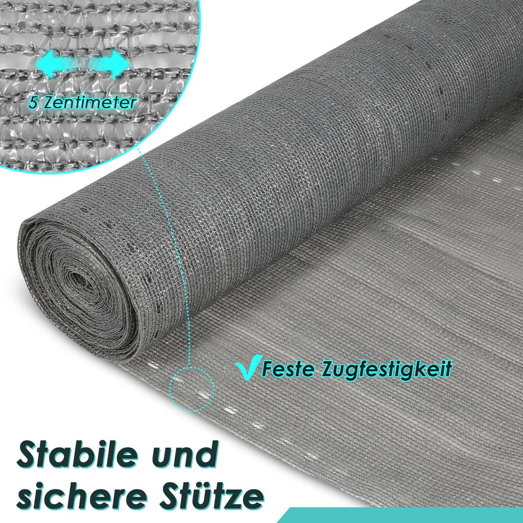 Sichtschutz Zaun, Windschutz Balkon Garten, HDPE 150 g/m², blickdichtes Zaunnetz mit Ösen,verstärkter Rand, UV-stabil, inkl. 50 Kabelbinder – Grau