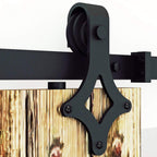 Schwarze Beschläge für Schiebetüren, Beschläge für Schiebetüren im Rautenmuster, Schienen für Schiebetüren, geräuscharmer Lauf, erhältlich in den Längen 183 cm und 200 cm (Türen sind nicht im Lieferumfang enthalten)