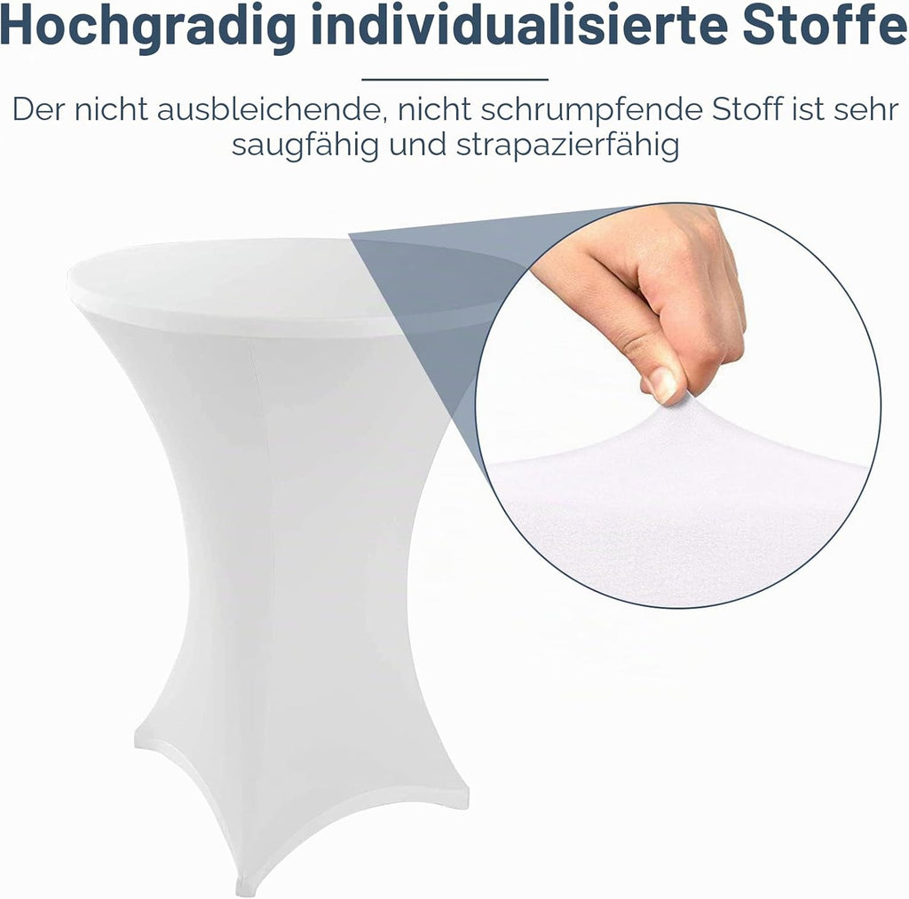 Stehtischhusse Stretch, 1/2/4/5 er-Set Stehtische Husse elastische, Tischdecke für Bistrotische, Tisch Husse Hochzeit Feier, Tischdecke-Weiß