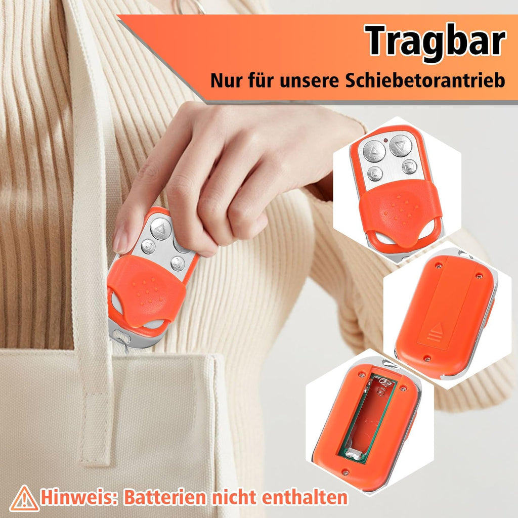 2PCS Garagentoröffner Fernbedienung mit 4 Tasten, Fernbedienung Fernsteuerung 50M, für Torantrieb Toröffner