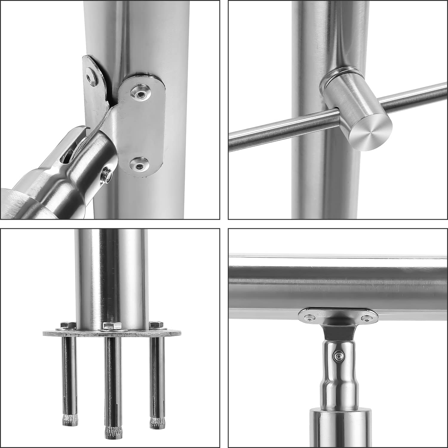 Handlauf Edelstahl 80/100/120/150/160/180 cm, Treppengeländer mit 5 Querstreben | Rostfrei, Wetterfest, Gebürstet, Winkelverstellbar für Innen & Außen und für Treppen, Balkon & Eingang（副本）（副本）（副本）