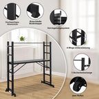 Gerüst, 4 in 1 Alu Multifunktionsleiter 6+6 Stufen, Mobile Mehrzweckleiter mit Plattform und 2 Räder, Arbeitsgerüst, Arbeitsbühne, Belastbar bis max. 150 Kg