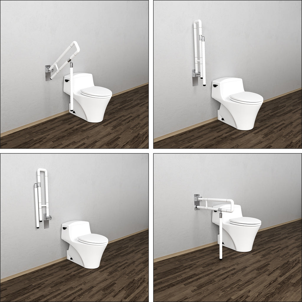 Wandstützgriff Toiletten, Klappgriff Haltegriff Dusche, WC Stützhilfe Aufstehhilfe Sicherheitsgriff, Rutschfeste Handlauf für Senioren Behinderte Schwangere, bis zu 200kg, Weiß