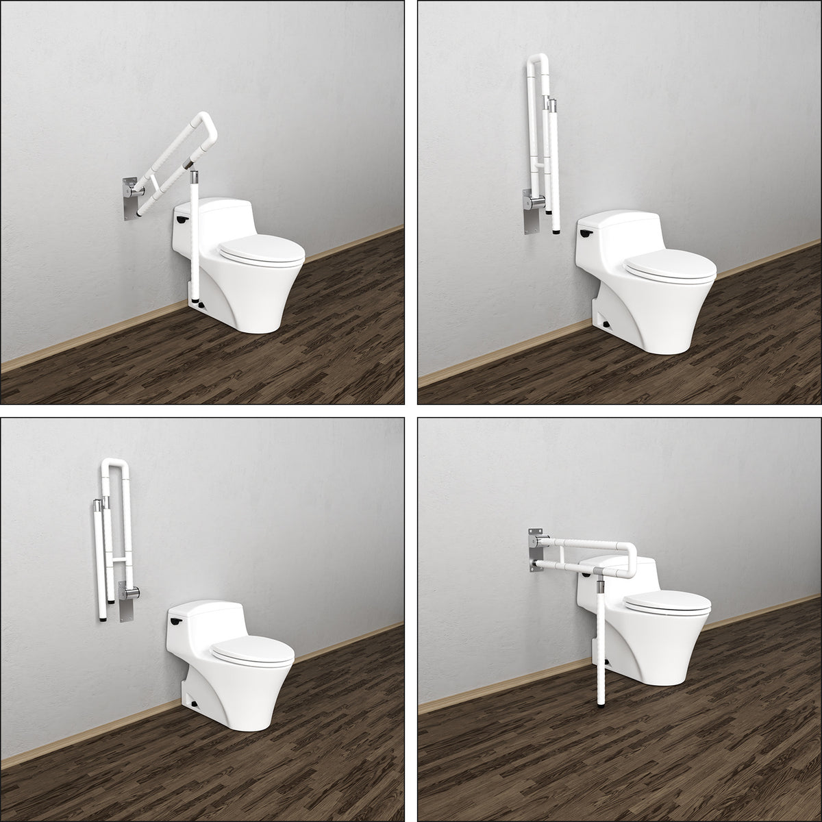 Wandstützgriff Toiletten, Klappgriff Haltegriff Dusche, WC Stützhilfe Aufstehhilfe Sicherheitsgriff, Rutschfeste Handlauf für Senioren Behinderte Schwangere, bis zu 200kg, Weiß