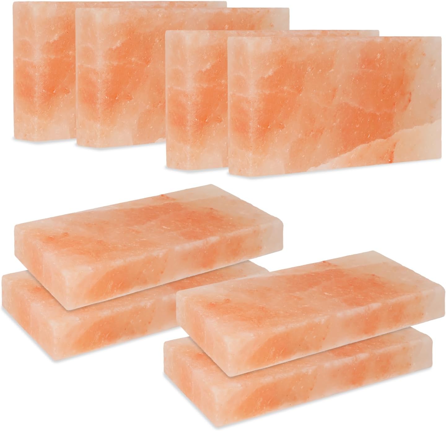 2/4/6/8 set L Salzstein zum Grillen, 20x10x2,5cm Salz Grillsteine, Original Kristallsalz, Wiederverwendbar Salzgrillstein, Salzplatte zum Grillen für BBQ