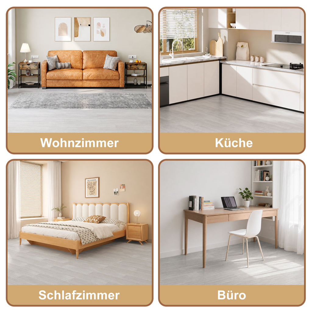 PVC-Bodenbelag, selbstklebende Vinylfliesen, Vinylboden, 91,44 cm × 15,24 cm – Stärke 2 mm, rutschfeste Vinyl-Verbundbodenstreifen, geeignet für Schlafzimmer und Wohnzimmer, 18 Stück = 2,5 m², in drei Farben erhältlich