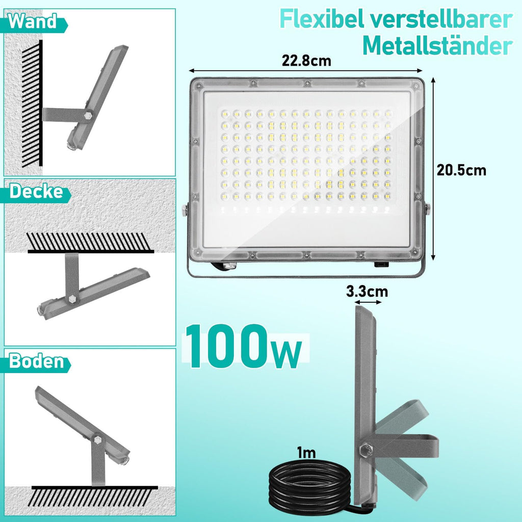 50/100/150/200 W LED Außenstrahler, LED Strahler Außen Innen, 6000K Kaltweiß Außenleuchte Superhell, IP65 Wasserfest, LED Scheinwerfer, LED Flutlicht für Gärten Garage Flur
