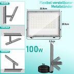 50/100/150/200 W LED Außenstrahler, LED Strahler Außen Innen, 6000K Kaltweiß Außenleuchte Superhell, IP65 Wasserfest, LED Scheinwerfer, LED Flutlicht für Gärten Garage Flur