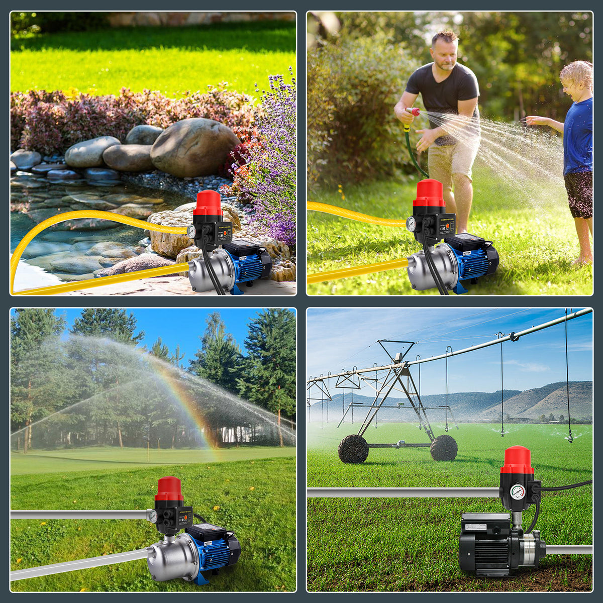 Druckregler, Druckschalter, 10-bar-Manometer mit Kabel, konstanter Wasserdruck, automatisches Ein- und Ausschalten, Trockenlaufschutz, geeignet für Garten und Haushalt, rot