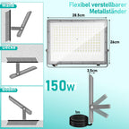 50/100/150/200 W LED Außenstrahler, LED Strahler Außen Innen, 6000K Kaltweiß Außenleuchte Superhell, IP65 Wasserfest, LED Scheinwerfer, LED Flutlicht für Gärten Garage Flur