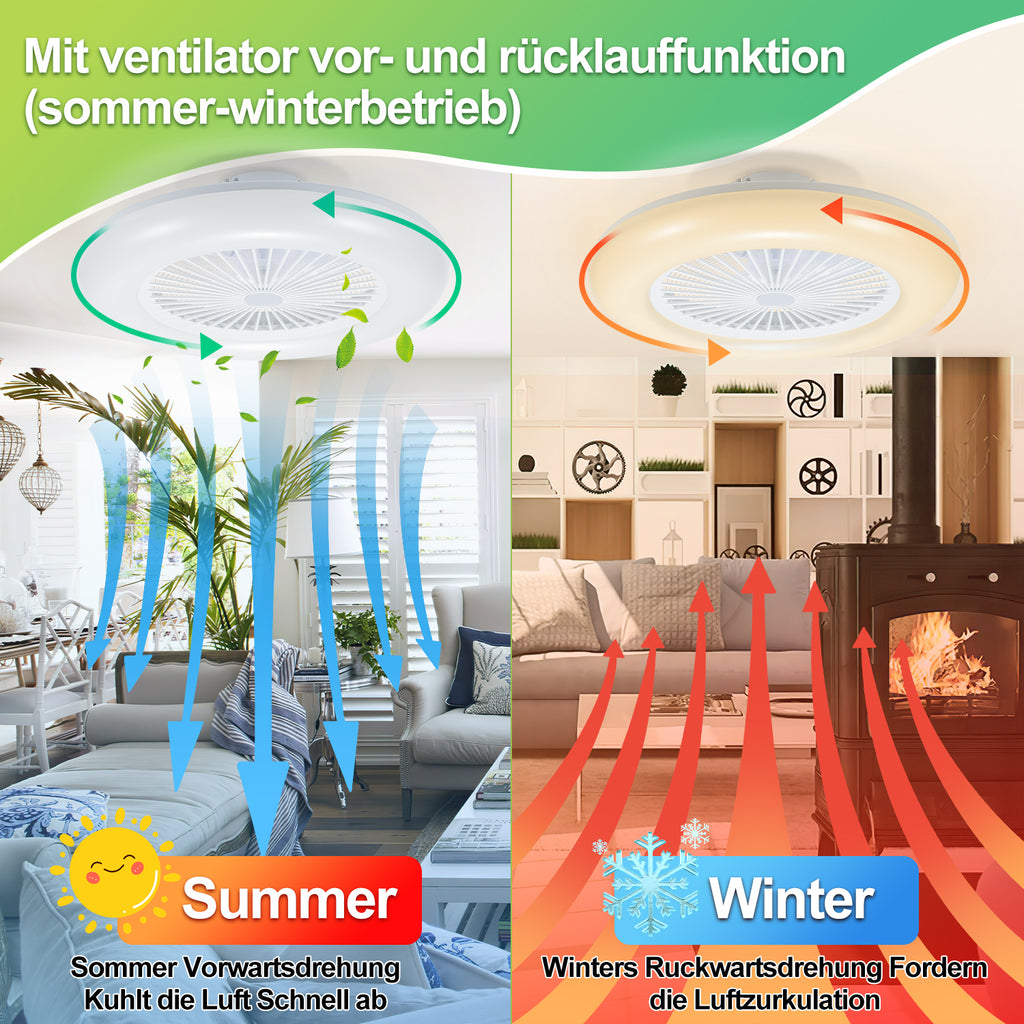 Deckenventilator mit Beleuchtung und Fernbedienung App | Dimmbar, 3 Lichtfarben, 6 Geschwindigkeiten, Reverse-Funktion, Timer 1-8 h, Leiser für Schlafzimmer und Wohnzimmer