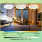 Deckenventilator mit Beleuchtung und Fernbedienung App | Dimmbar, 3 Lichtfarben, 6 Geschwindigkeiten, Reverse-Funktion, Timer 1-8 h, Leiser für Schlafzimmer und Wohnzimmer