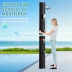 Solardusche - 60 Liter Solar Gartendusche mit Schutzabdeckung, 180° Verstellbarer Duschkopf und Handbrause, erhitzbar bis 60°C - perfekt für Garten und Haushalt, Schwarz/Weiß