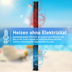Solardusche - 60 Liter Solar Gartendusche mit Schutzabdeckung, 180° Verstellbarer Duschkopf und Handbrause, erhitzbar bis 60°C - perfekt für Garten und Haushalt, Schwarz/Weiß