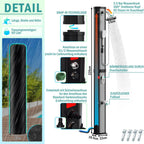 Solardusche - 60 Liter Solar Gartendusche mit Schutzabdeckung, 180° Verstellbarer Duschkopf und Handbrause, erhitzbar bis 60°C - perfekt für Garten und Haushalt, Schwarz/Weiß