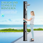 Solardusche - 60 Liter Solar Gartendusche mit Schutzabdeckung, 180° Verstellbarer Duschkopf und Handbrause, erhitzbar bis 60°C - perfekt für Garten und Haushalt, Schwarz/Weiß