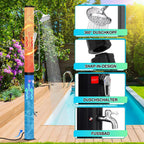 Solardusche - 60 Liter Solar Gartendusche mit Schutzabdeckung, 180° Verstellbarer Duschkopf und Handbrause, erhitzbar bis 60°C - perfekt für Garten und Haushalt, Schwarz/Weiß